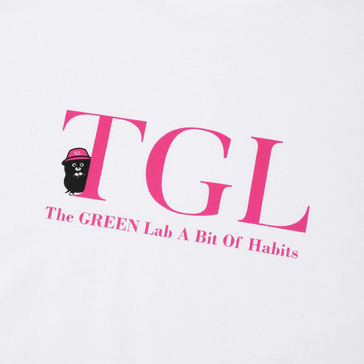 더그린랩(THE GREEN LAB) 티지엘 버킷햇몰 반팔티셔츠 [화이트-핑크그래픽]