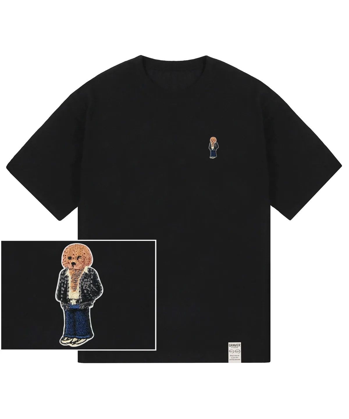 그레이버(GRAVER) [UNISEX]타투 도그 자수 스트리버 반팔티_3color