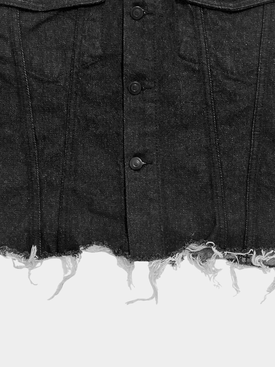 ★ MUCENT★ Crop Damage Black Denim Jacket Denim Jacket P00 MUSINSA | MUCENT Cropped damage black and blue denim jacket