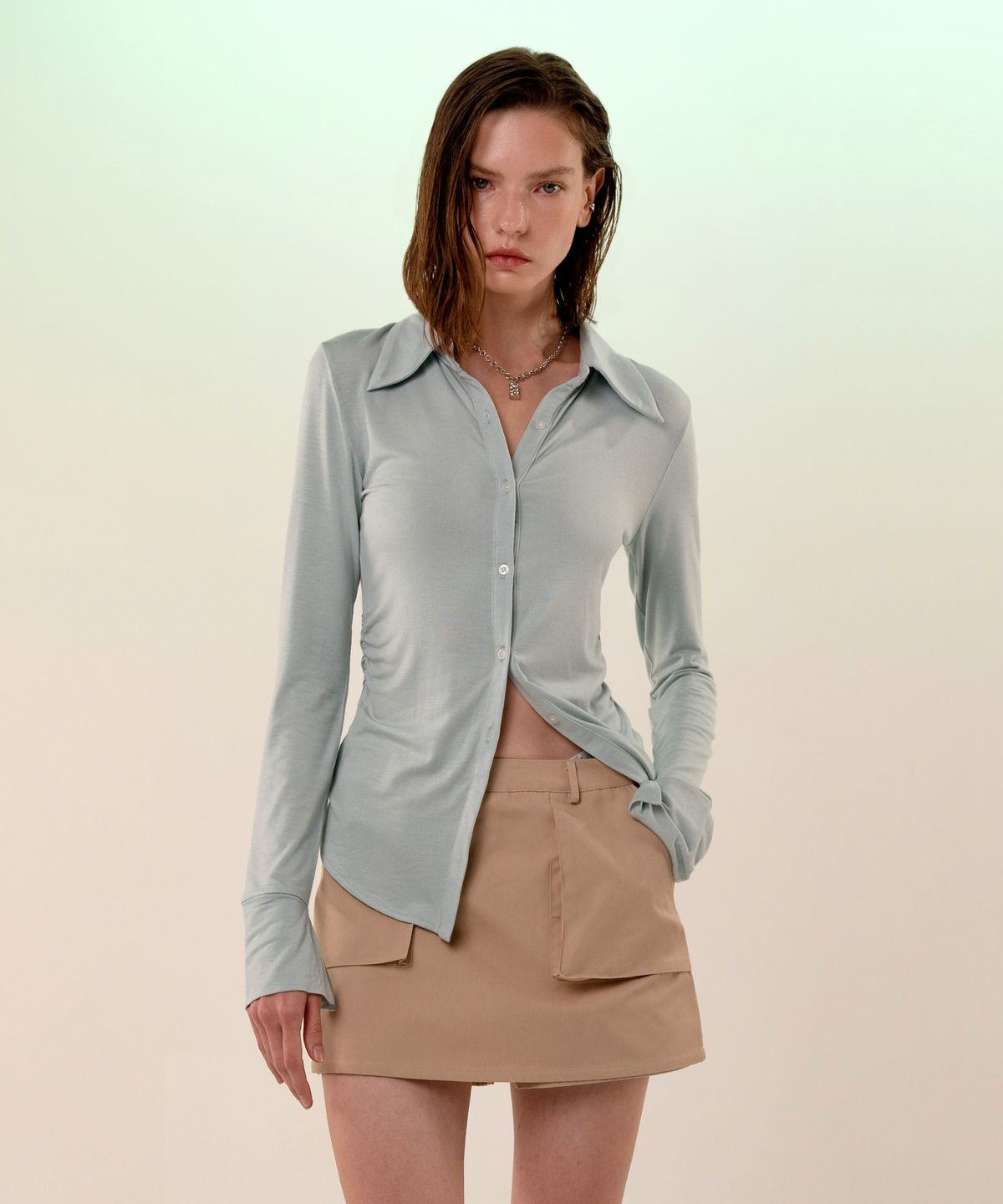 레트흐드레뚜왈(LETTRE DE LE TOILE) Kira button-up shirt (light blue)
