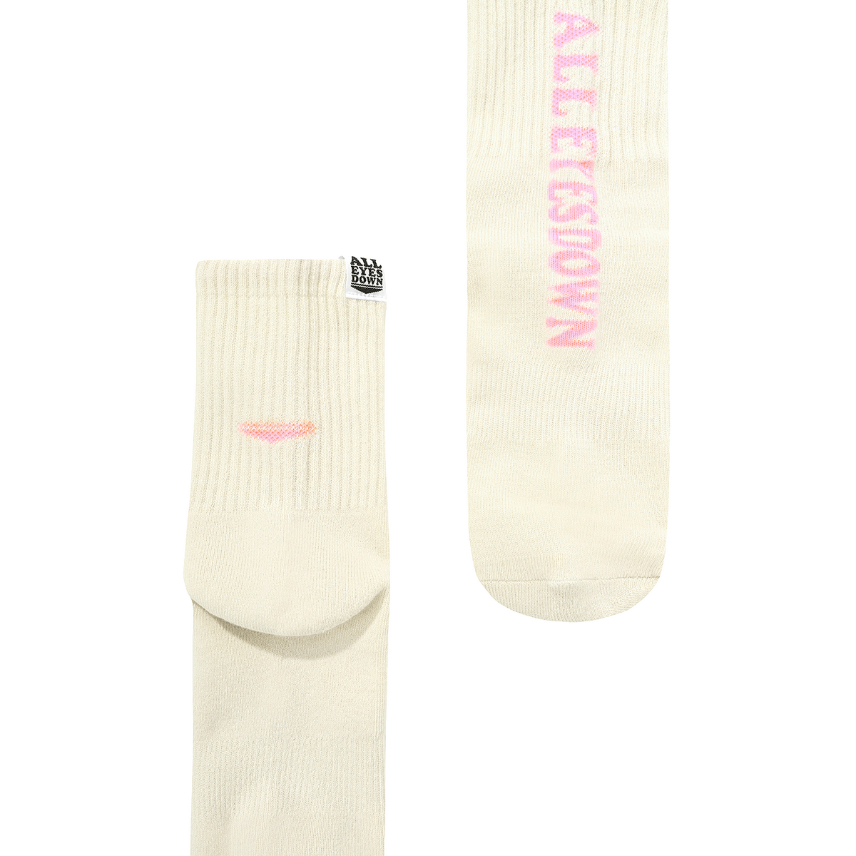올아이즈다운(ALL EYES DOWN) FRONT LOGO SOCKS(Ivory/Pink)