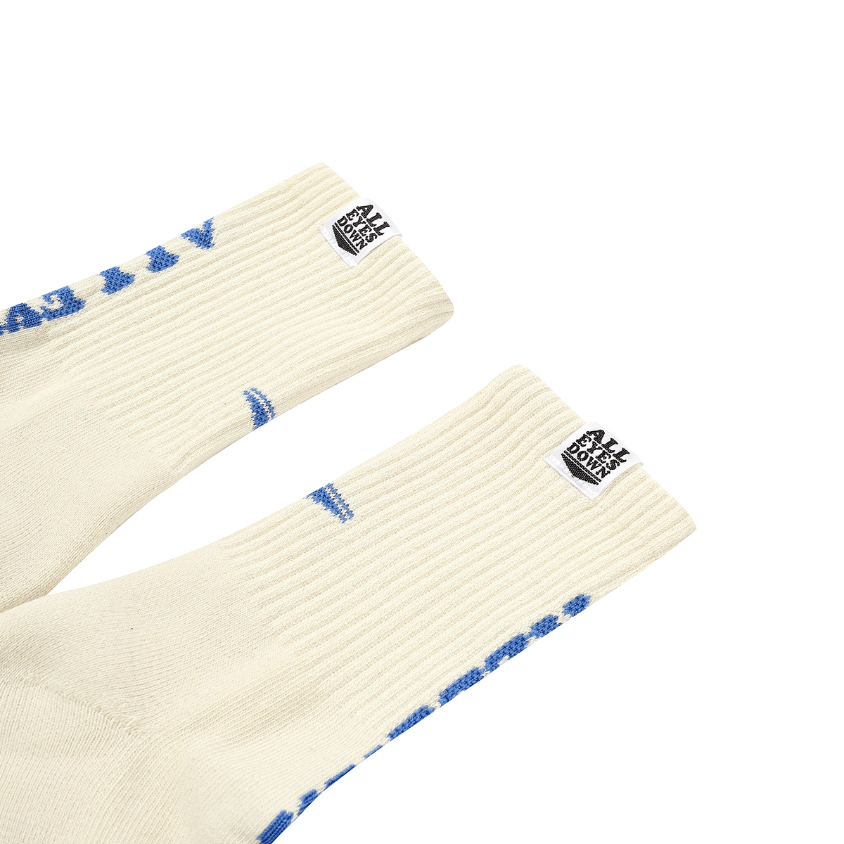 올아이즈다운(ALL EYES DOWN) FRONT LOGO SOCKS(Ivory/Blue)