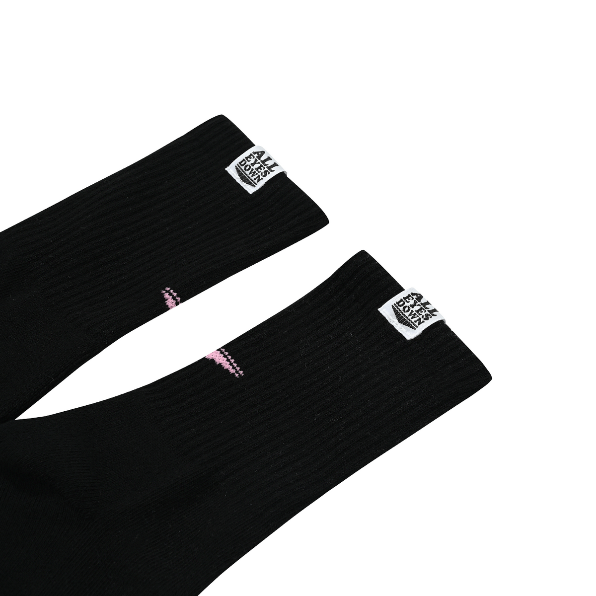 올아이즈다운(ALL EYES DOWN) BASIC LOGO SOCKS(Black/Pink)