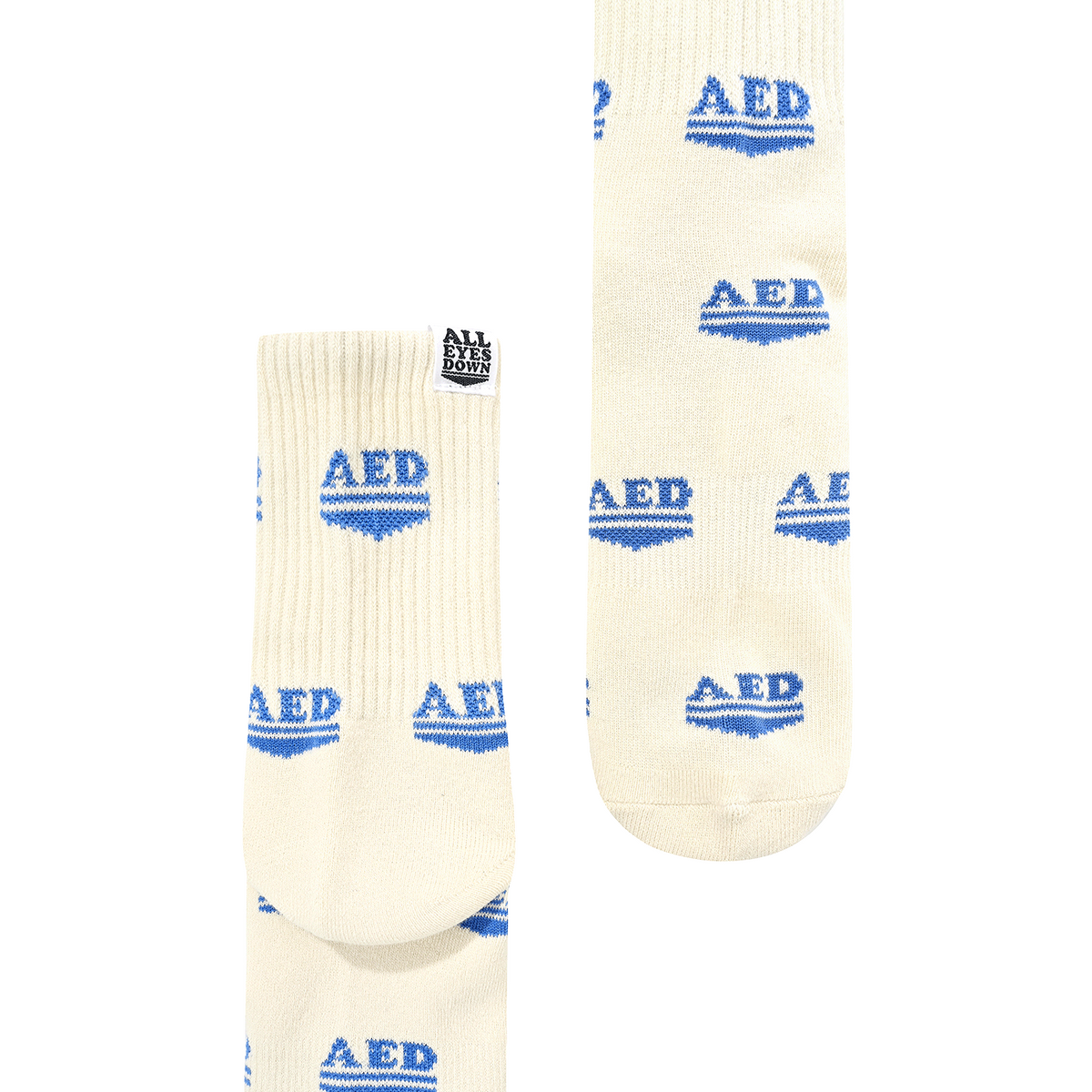 올아이즈다운(ALL EYES DOWN) MULTI LOGO SOCKS(Ivory/Blue)