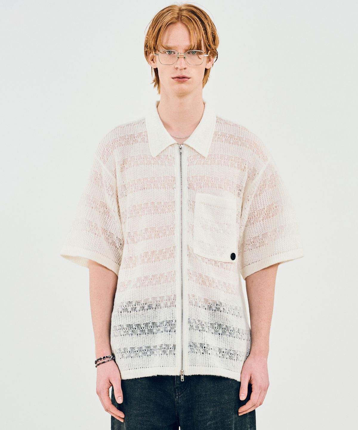 비바스튜디오(VIVASTUDIO) GARDENERS KNITTED HALF SHIRT JACKET [IVORY]