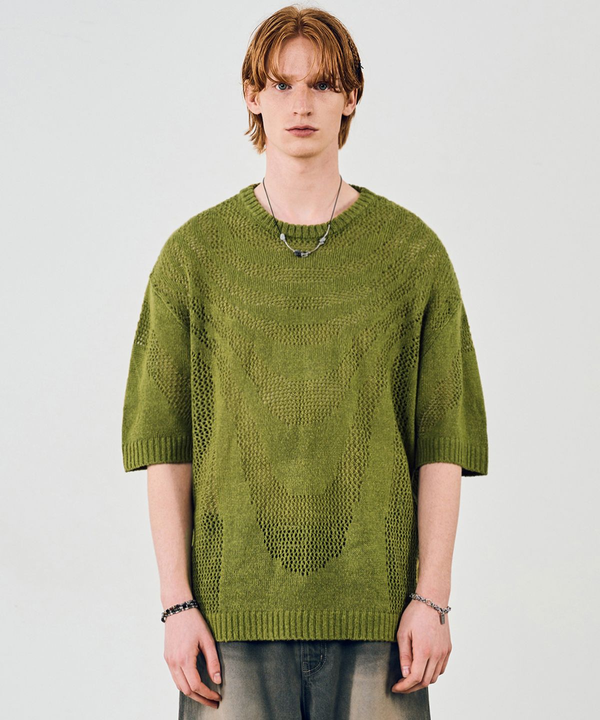 비바스튜디오(VIVASTUDIO) GROWTH RING HALF KNIT [LIGHT GREEN]