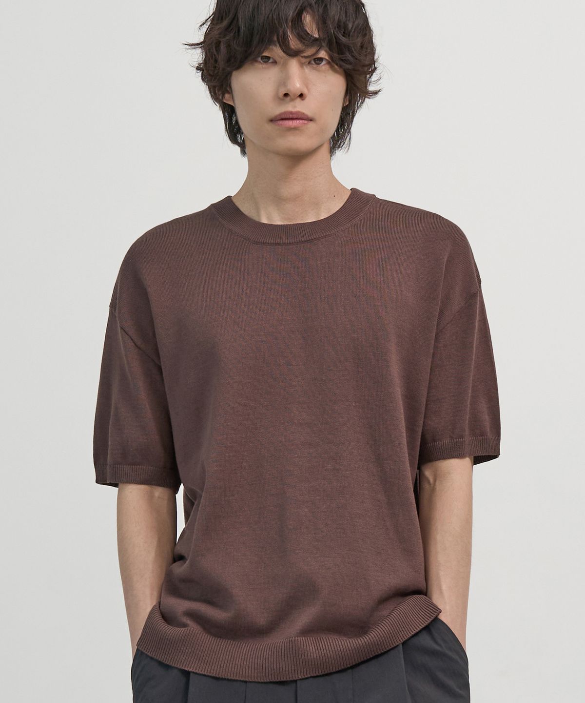 엑스컨테이너(EXCONTAINER) 라운드 넥 하프 니트 (6 COLOR)
