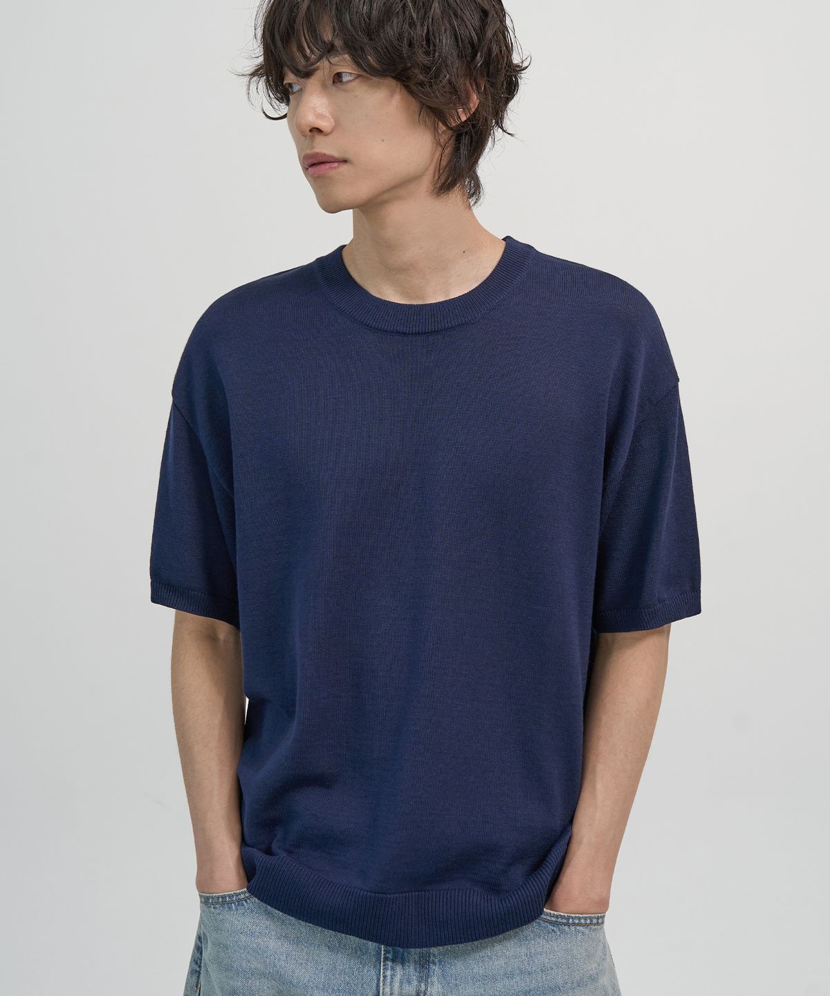 엑스컨테이너(EXCONTAINER) 라운드 넥 하프 니트 (6 COLOR)