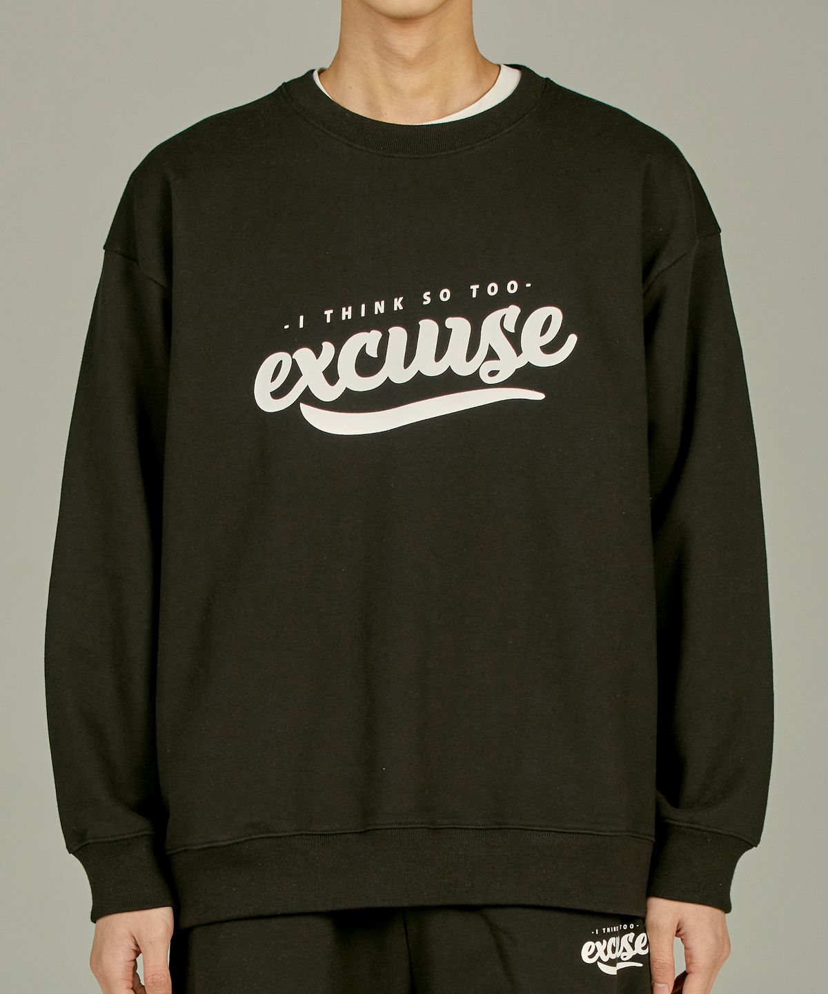 익스커스(EXCURSE) EC 프리미엄 오버핏 스웨트 셔츠 블랙