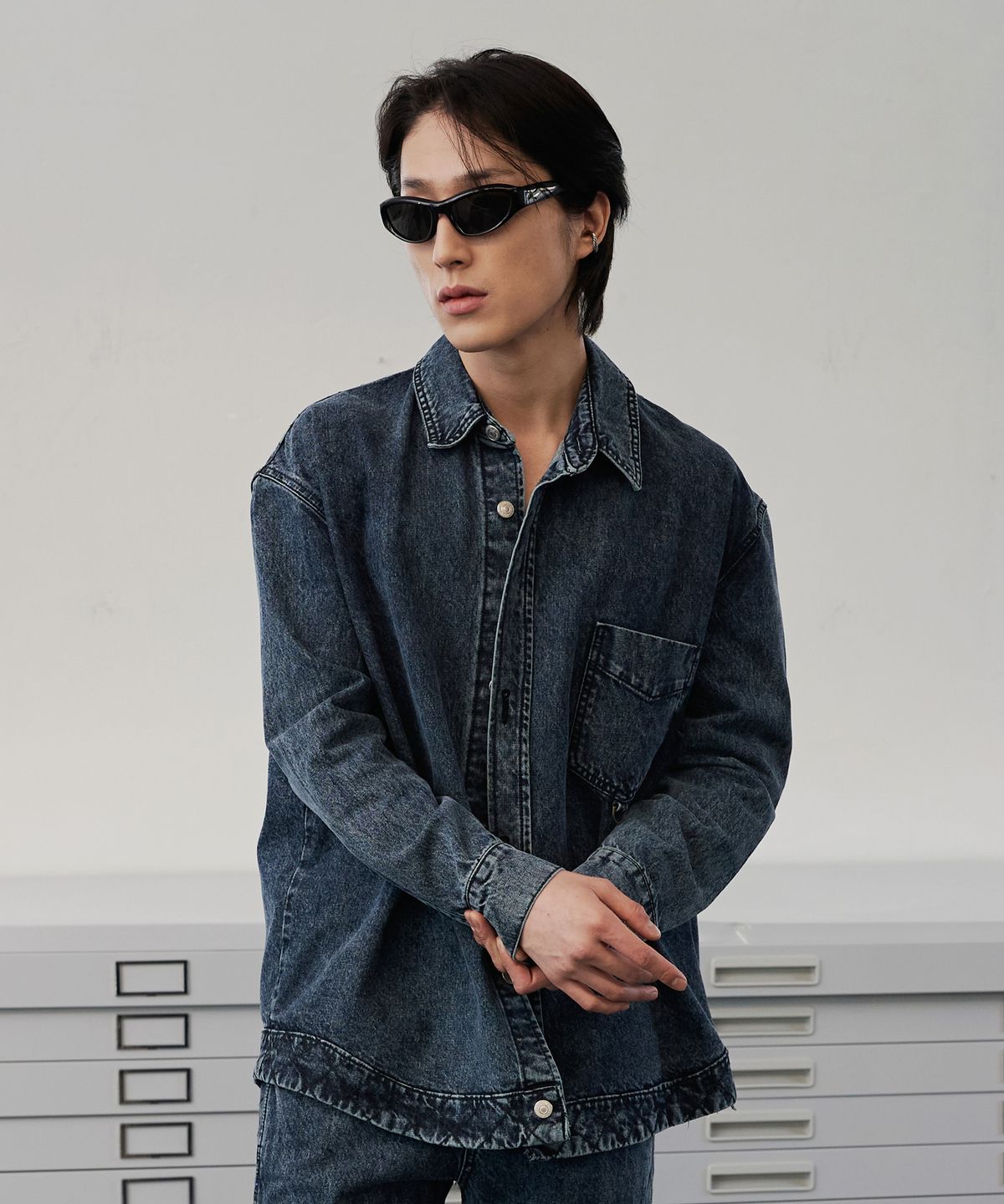 디메이든(DEMADEN) NAPALAKA DENIM SHIRT DEEP GREEN