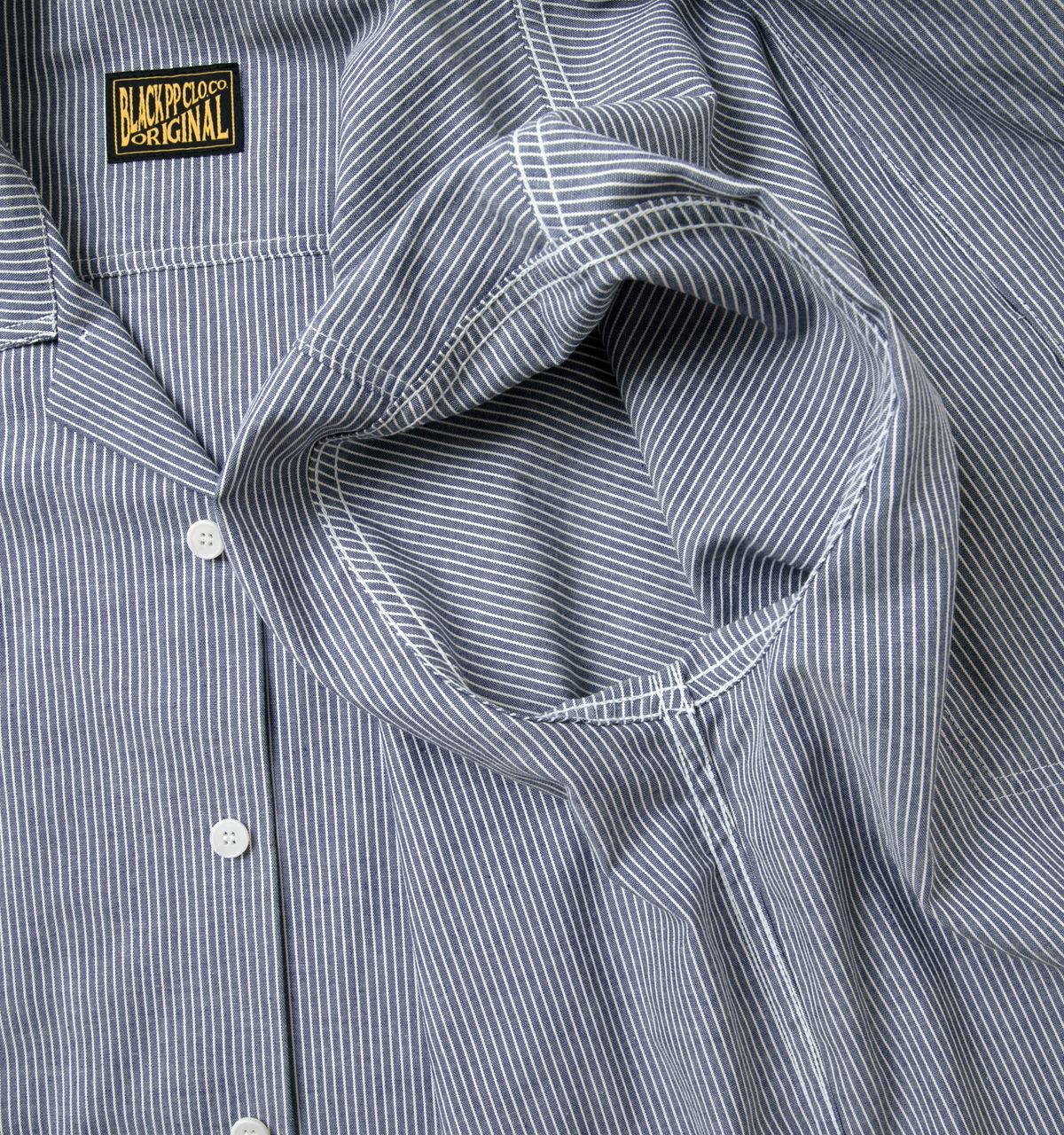 블랙피피(BLACKPP) BLACK PP Pencil Stripe Open Collar Shirt