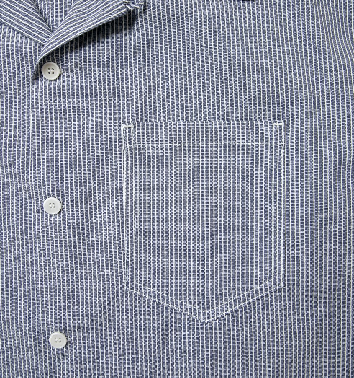 블랙피피(BLACKPP) BLACK PP Pencil Stripe Open Collar Shirt