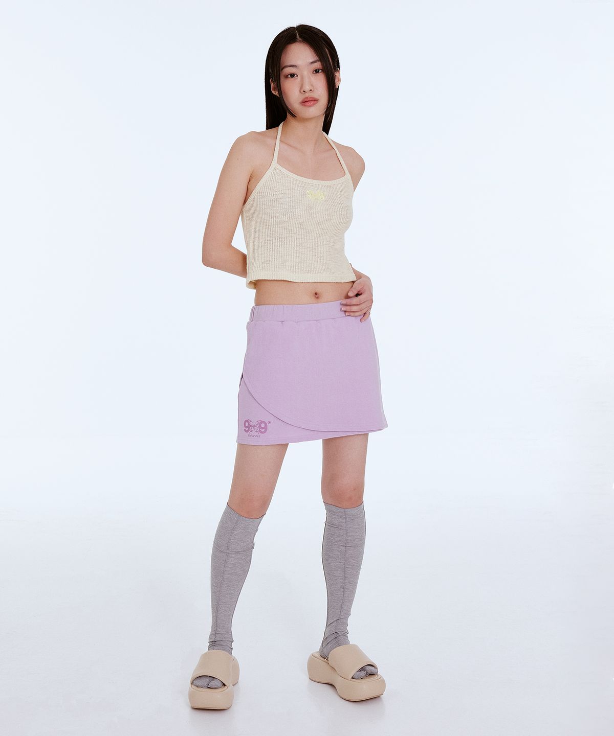 아카이브 볼드(ARCHIVE BOLD) [Archive Bold X Stumpynee] LOW-RISE SKIRT (LAVENDER)