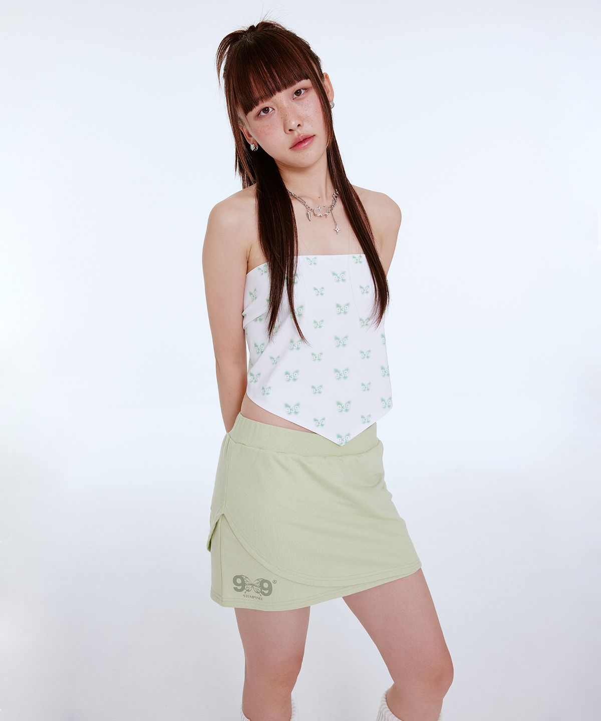 아카이브 볼드(ARCHIVE BOLD) [Archive Bold X Stumpynee] LOW-RISE SKIRT (GREEN)