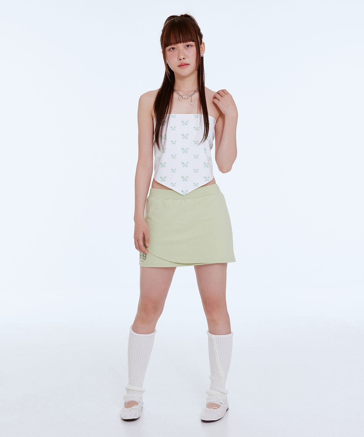 아카이브 볼드(ARCHIVE BOLD) [Archive Bold X Stumpynee] LOW-RISE SKIRT (GREEN)