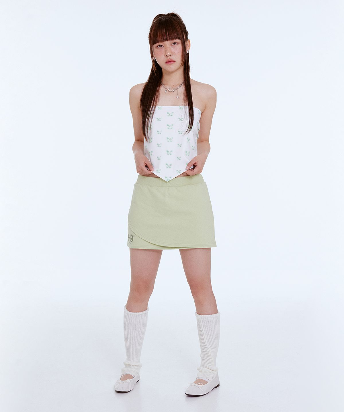 아카이브 볼드(ARCHIVE BOLD) [Archive Bold X Stumpynee] LOW-RISE SKIRT (GREEN)