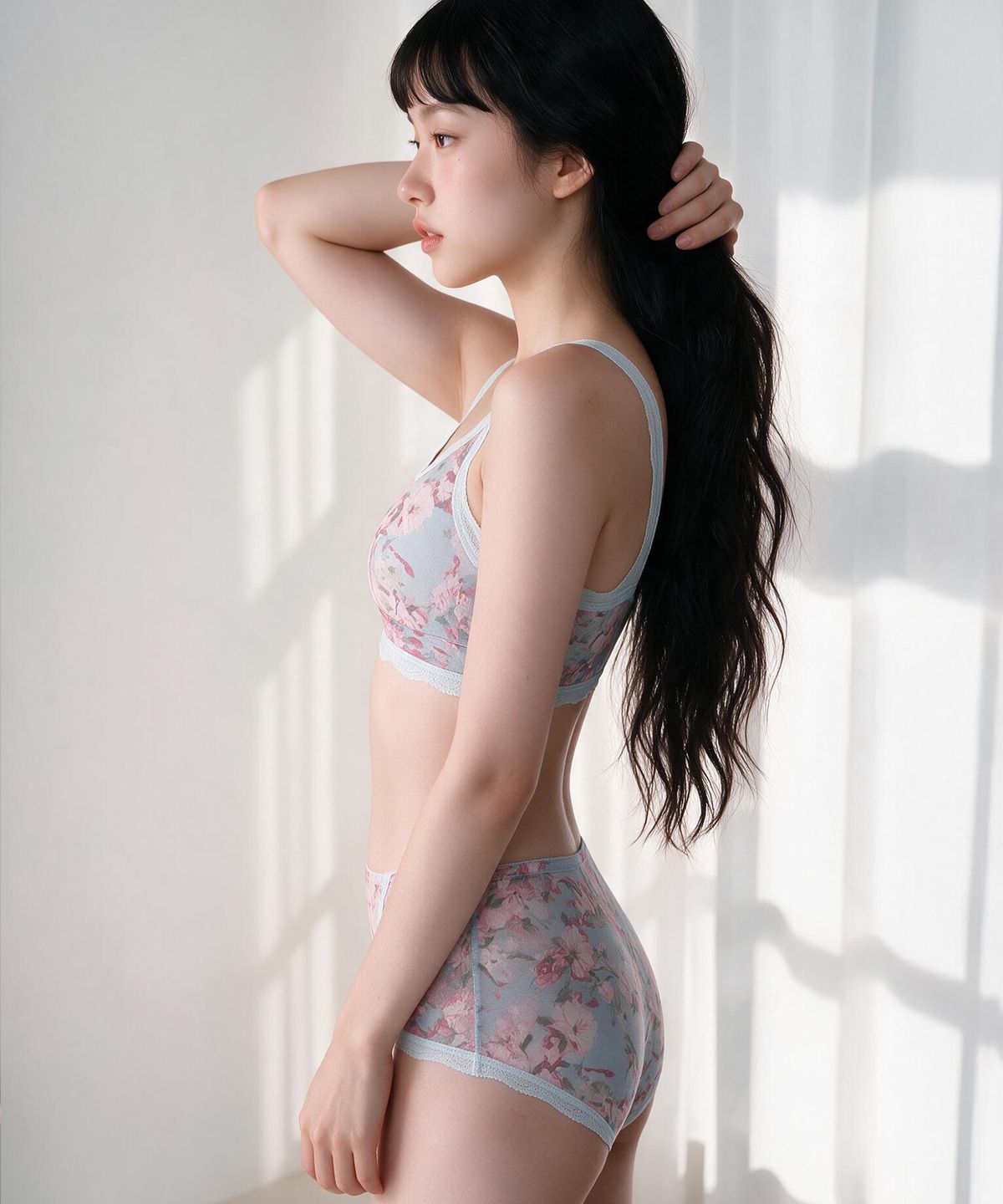 댑(DAB) 미스티 블루 레이스 노와이어 브라렛세트