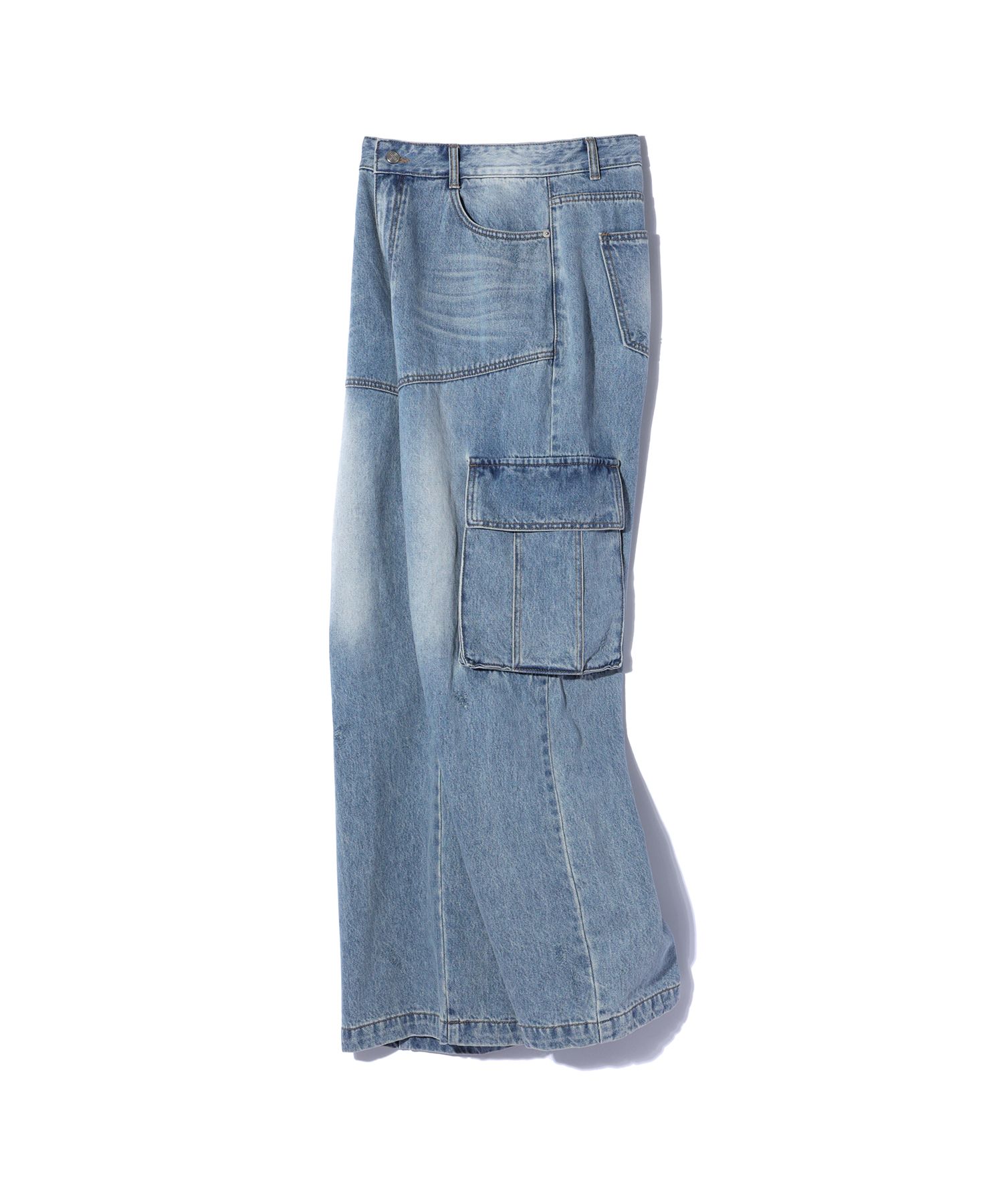 ☆LE SSERAFIM☆【WOOALONG】☆Signature cargo denim pant.s☆ MUSINSA公式 | WOOALONG Signature cargo denim pants - BLUE