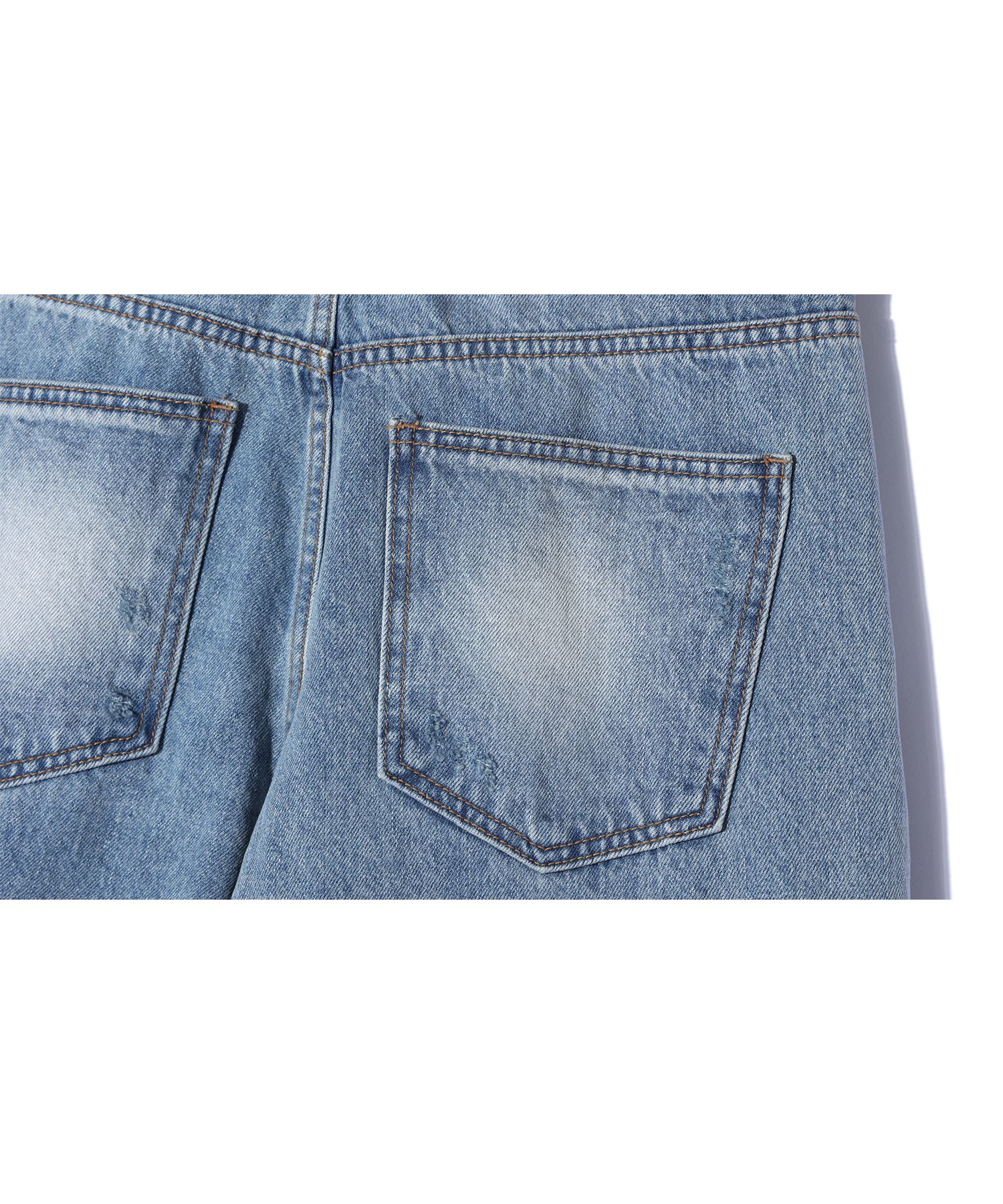 ☆LE SSERAFIM☆【WOOALONG】☆Signature cargo denim pant.s☆ MUSINSA公式 | WOOALONG Signature cargo denim pants - BLUE