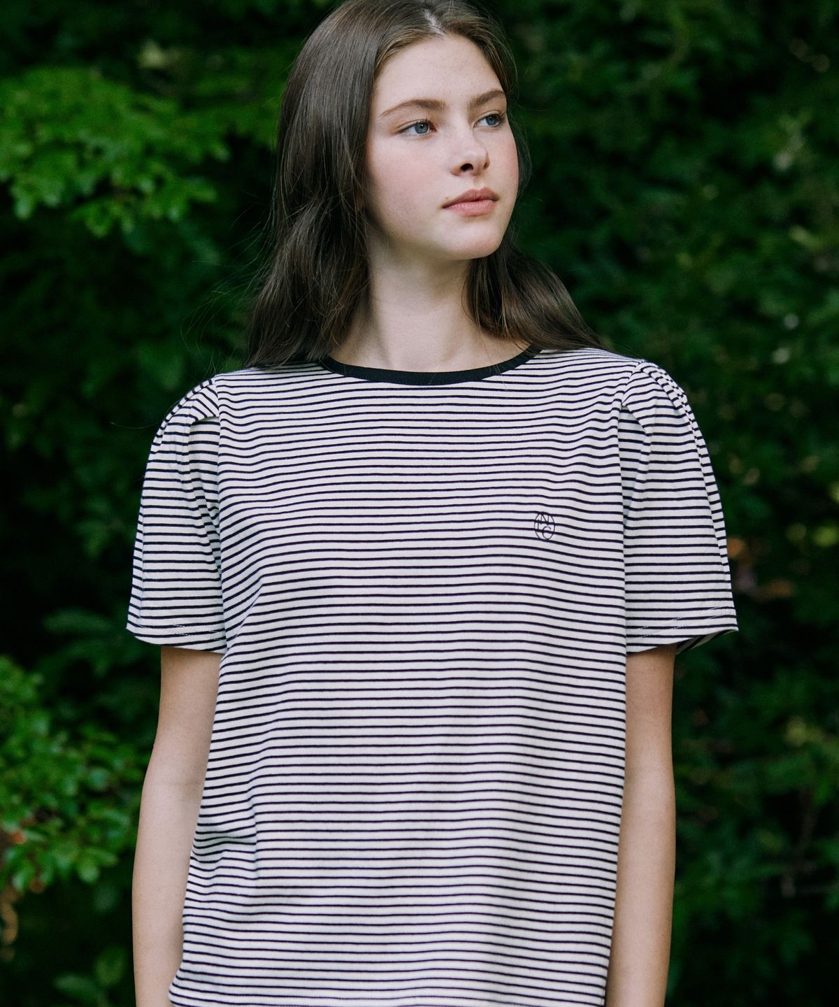 논로컬(NONLOCAL) Stripe Puff Sleeve T-shirt - Cream Stripe