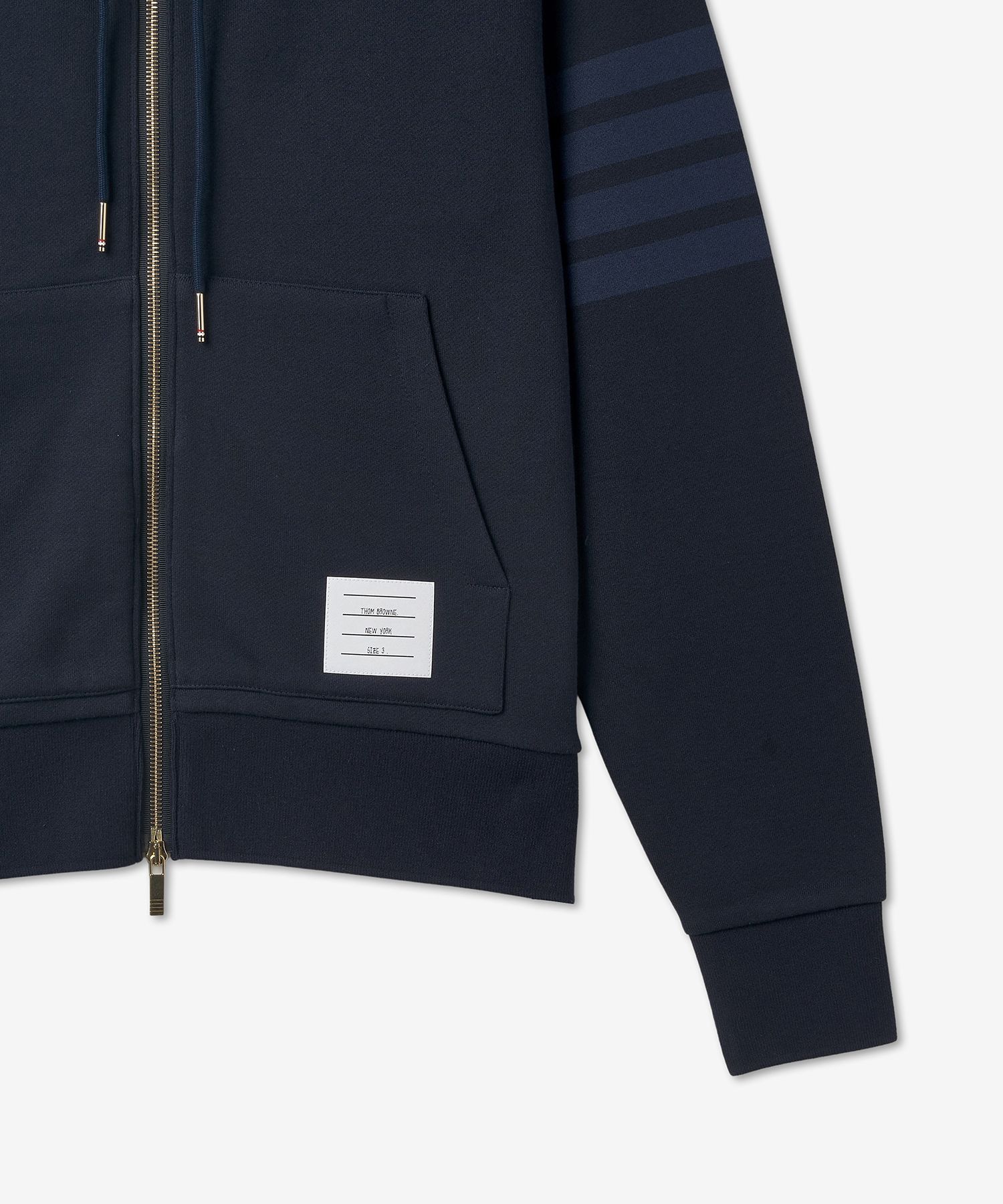 MUSINSA公式 | THOM BROWNE 4 Bar Zip-Up Hoodie - Navy