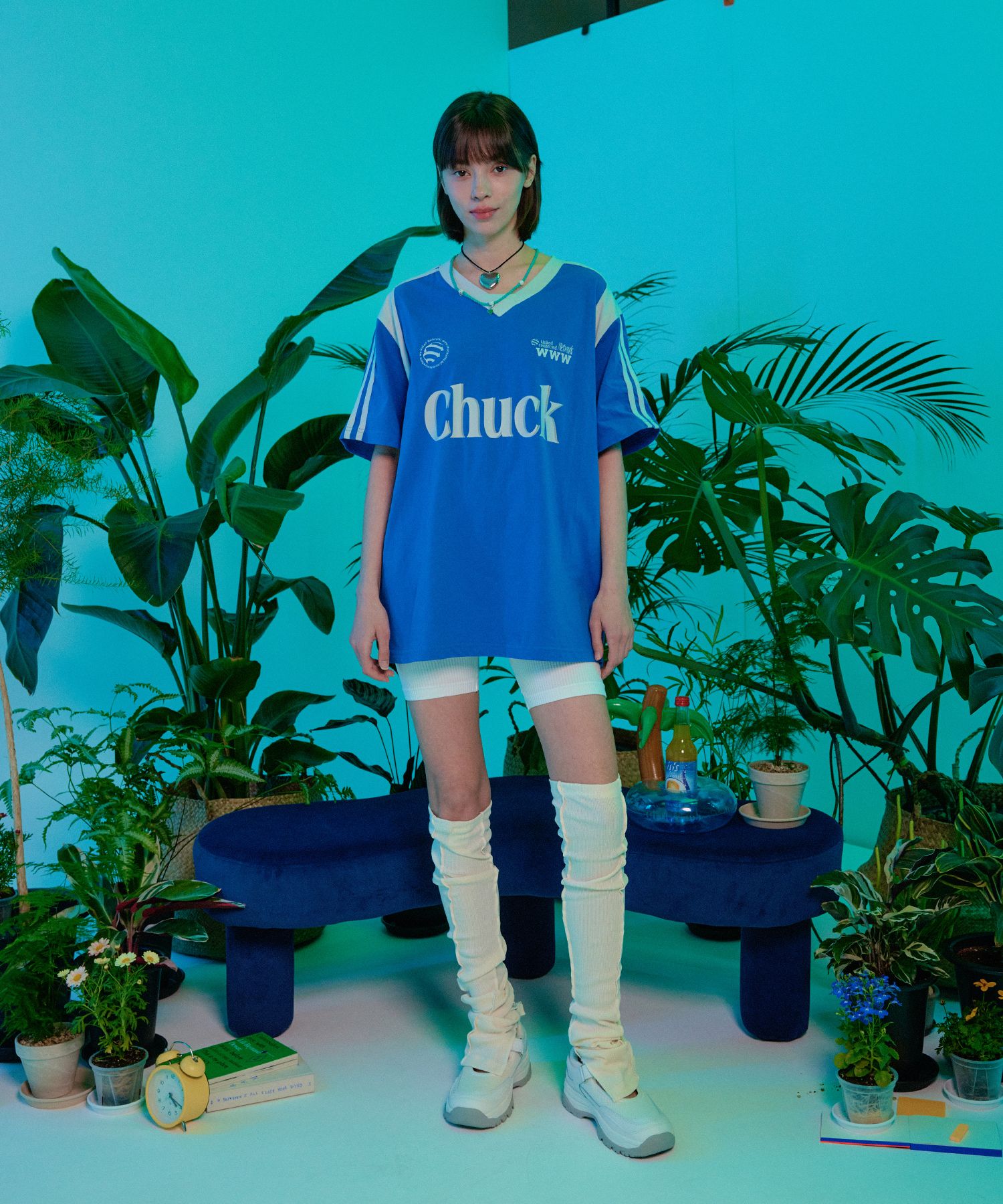 ★韓国の人気★【CHUCK】★Uniform V-Neck T-Shir.t★関税込★ MUSINSA公式 | CHUCK Uniform V-neck Short Sleeve T-shirt (Blue)