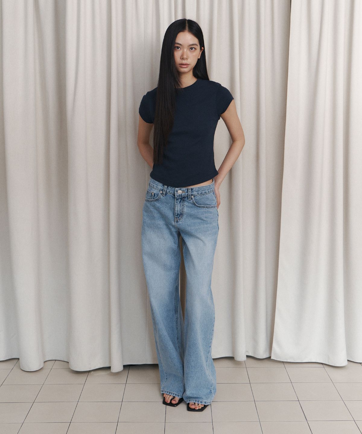 큐리티(CURETTY) C 90S LINE BASIC T-SHIRT_NAVY