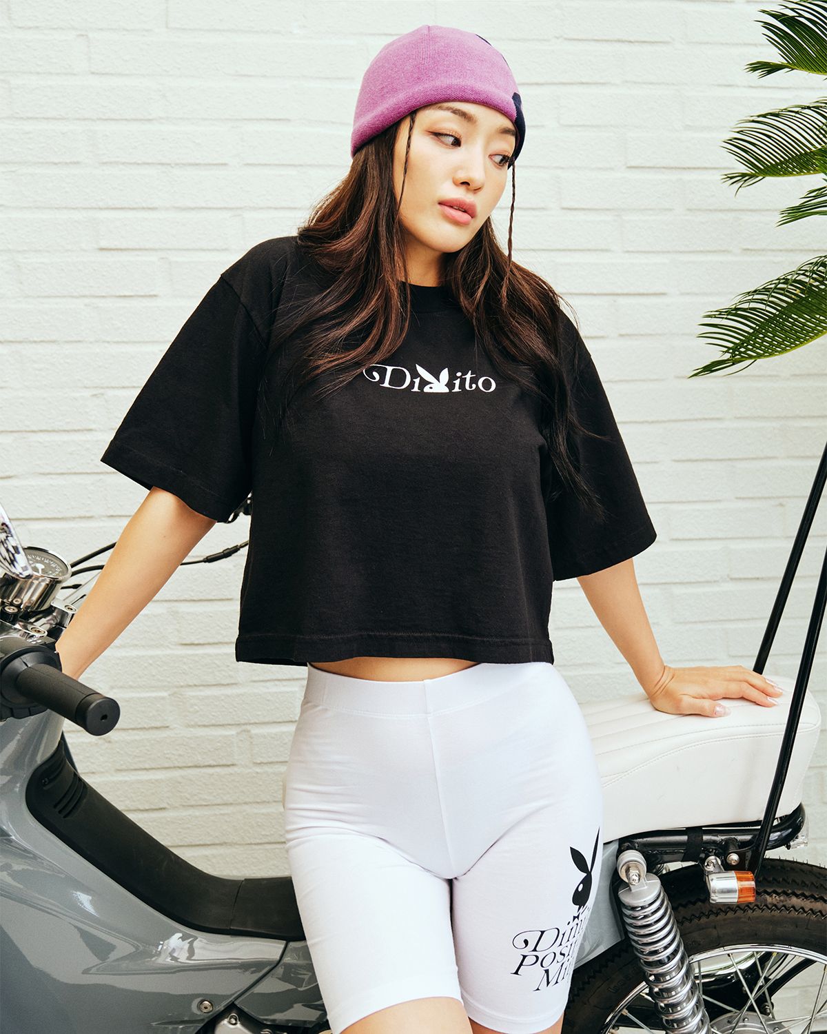 디미토(DIMITO) (PLAYBOY X DIMITO) SPANDEX BIKER SHORT WHITE