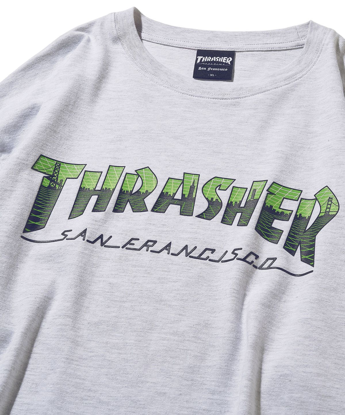 트레셔(THRASHER) 씨티 매거진 반팔 티셔츠 화이트 멜란지