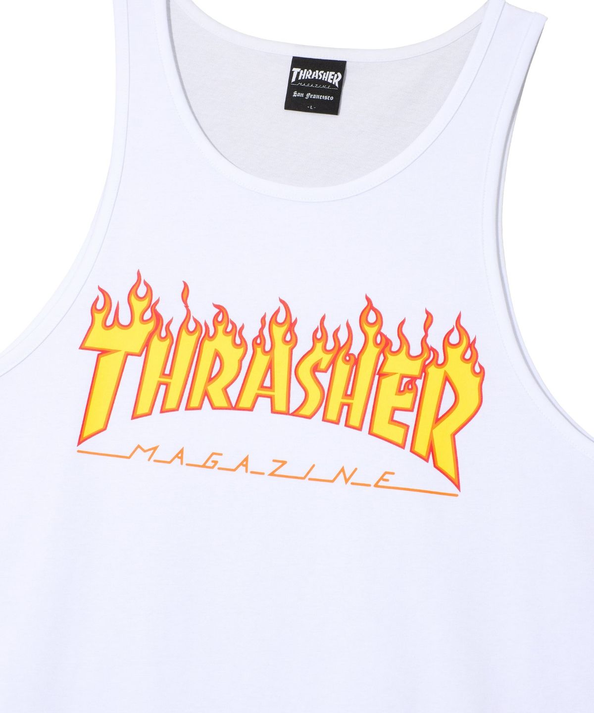 트레셔(THRASHER) 플레임 슬리브리스 화이트