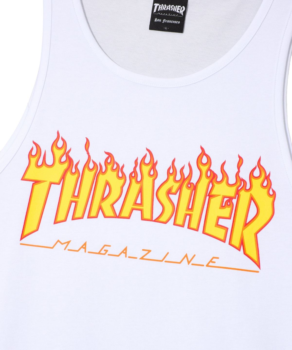 트레셔(THRASHER) 플레임 슬리브리스 화이트