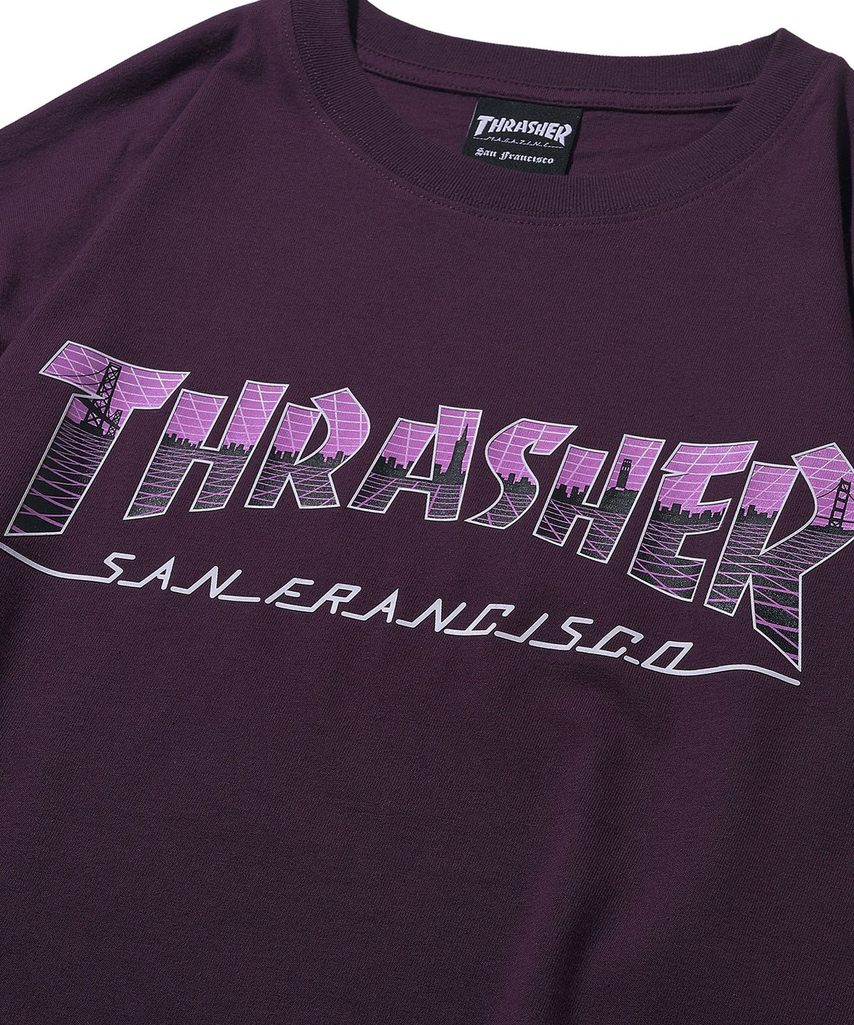 트레셔(THRASHER) 씨티 매거진 반팔 티셔츠 퍼플