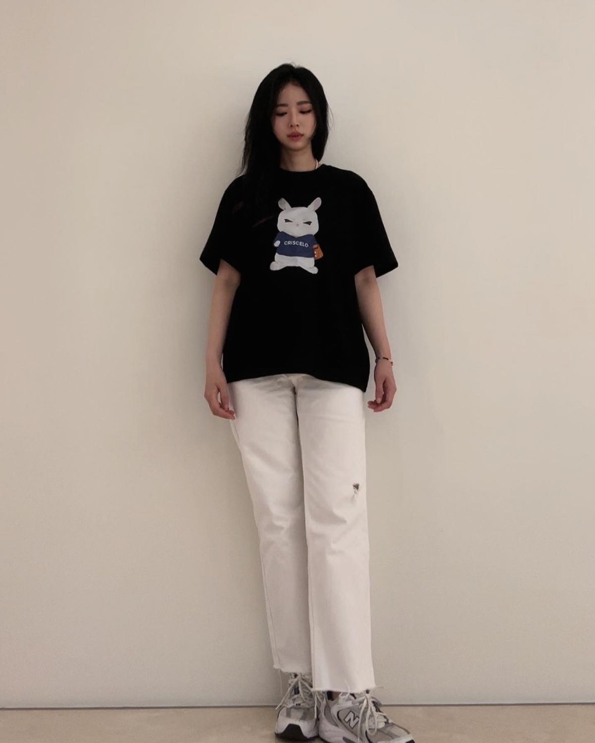 크리스첼로(CRISCELO) (공용) 래밍 티셔츠 - (블랙 20수 오버핏)