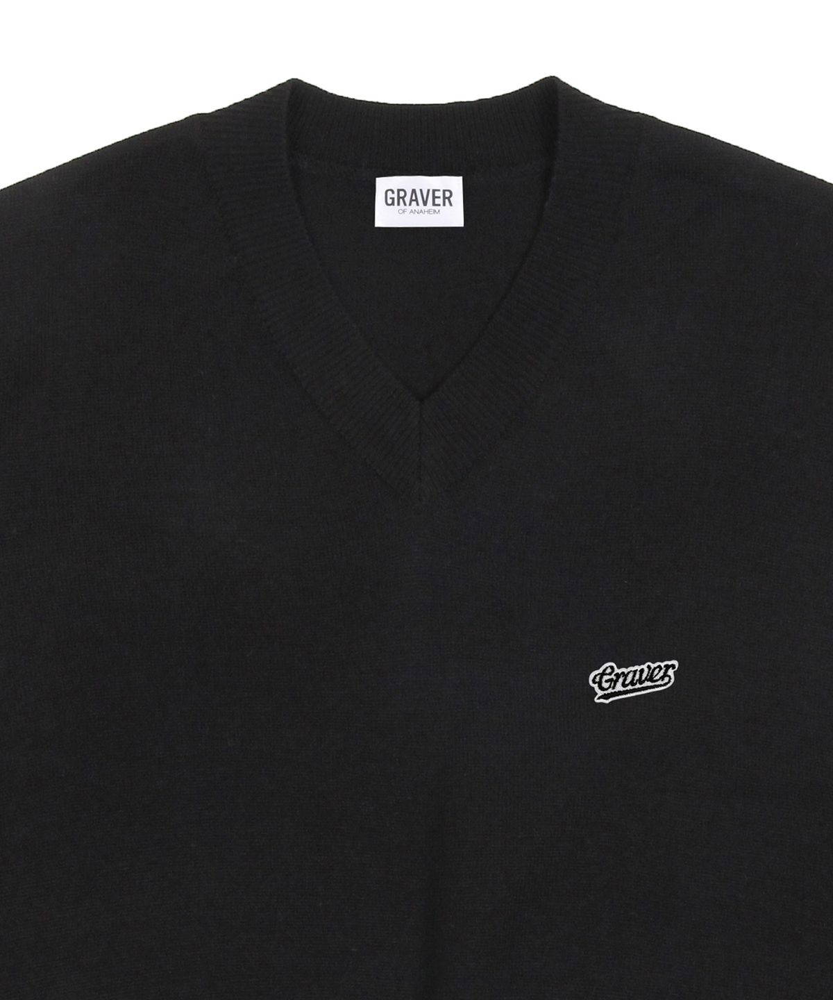 그레이버(GRAVER) [UNISEX]베이스볼 블랙로고 자수 니트 베스트_블랙