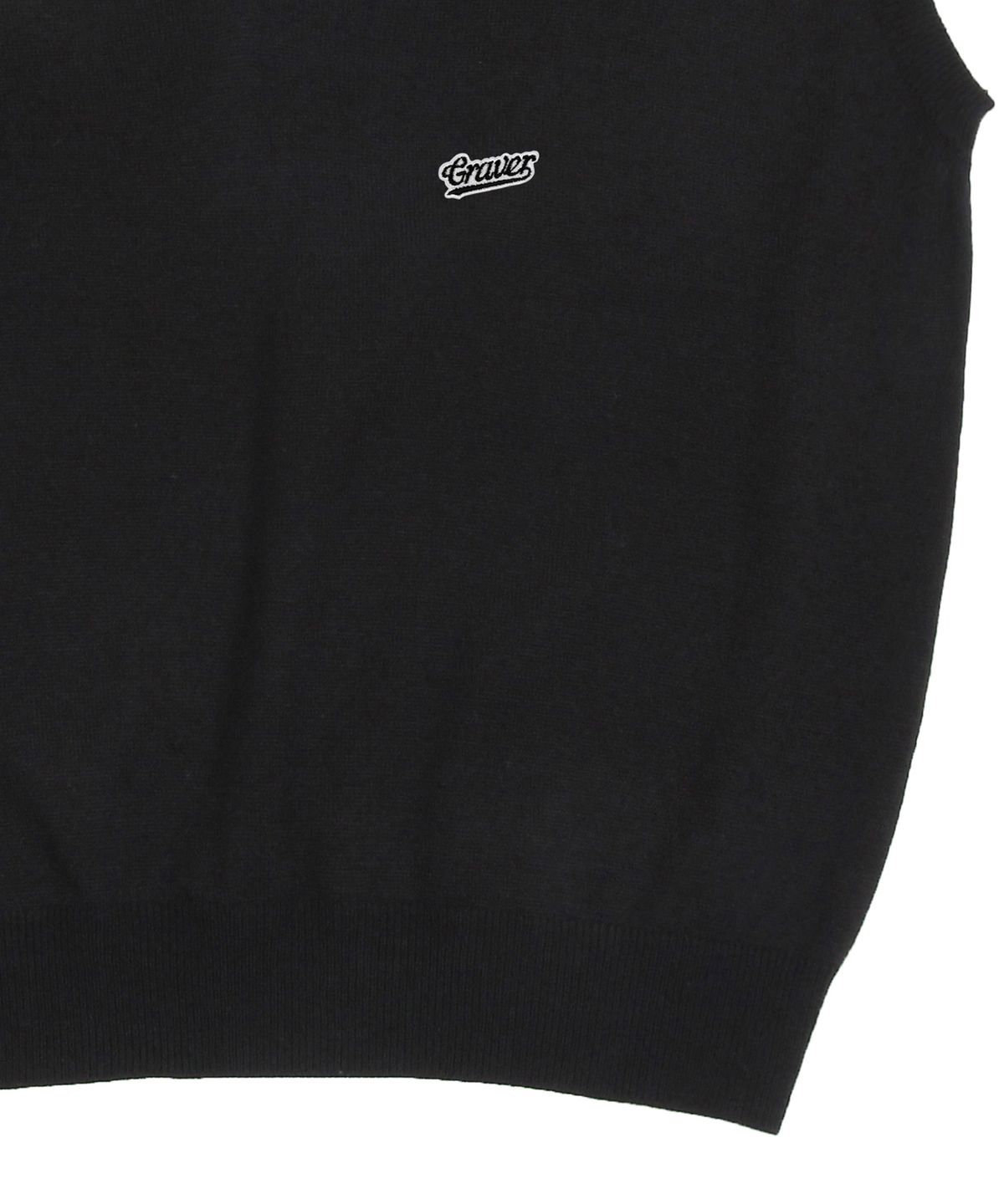 그레이버(GRAVER) [UNISEX]베이스볼 블랙로고 자수 니트 베스트_블랙