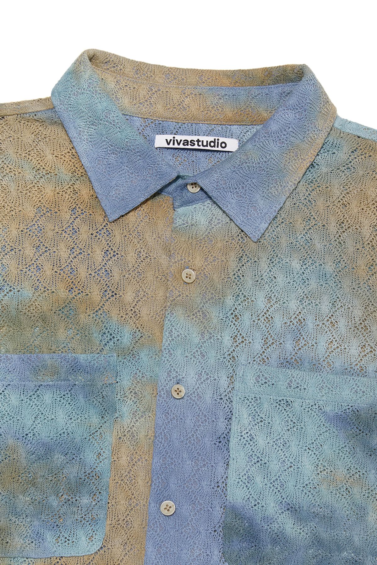 비바스튜디오(VIVASTUDIO) DYEING KNITTED HALF SHIRT [MULTI BLUE]