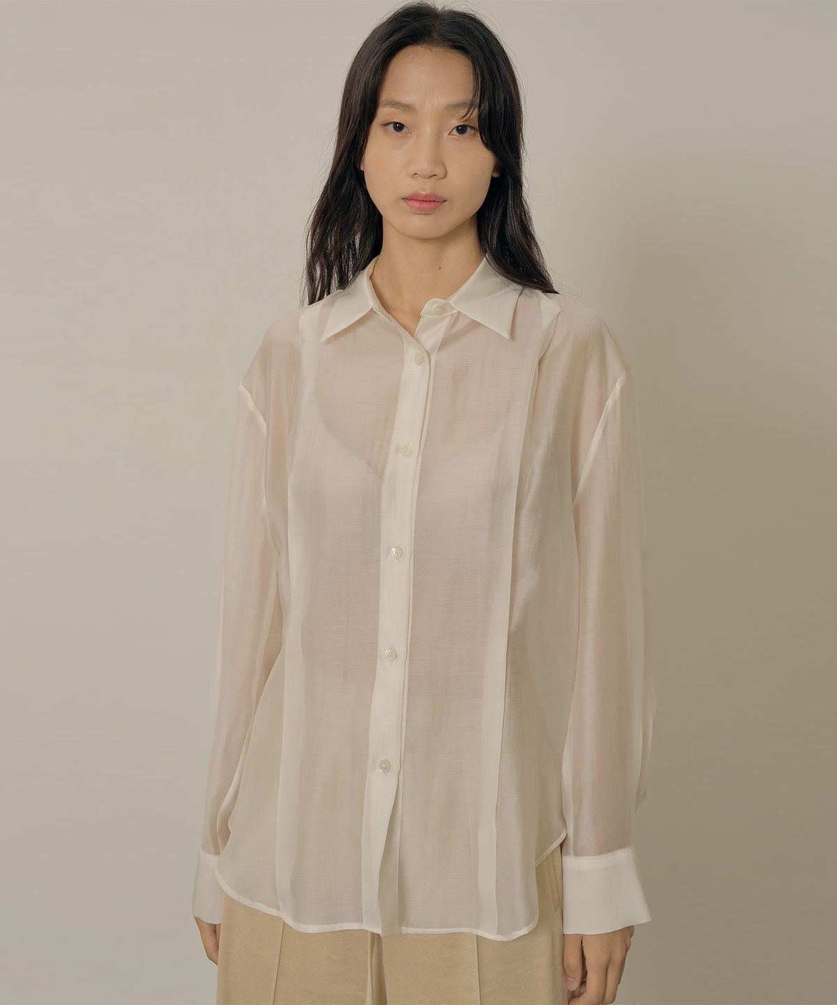 네벨에브리웨어(NEBELEVERYWEAR) Tencel soft shirt_ivory