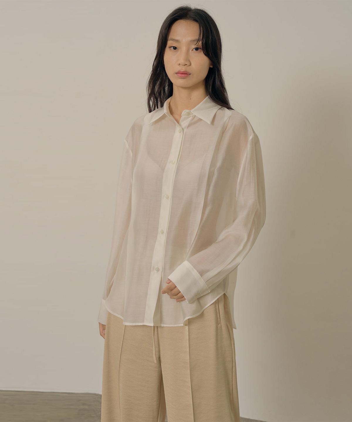 네벨에브리웨어(NEBELEVERYWEAR) Tencel soft shirt_ivory
