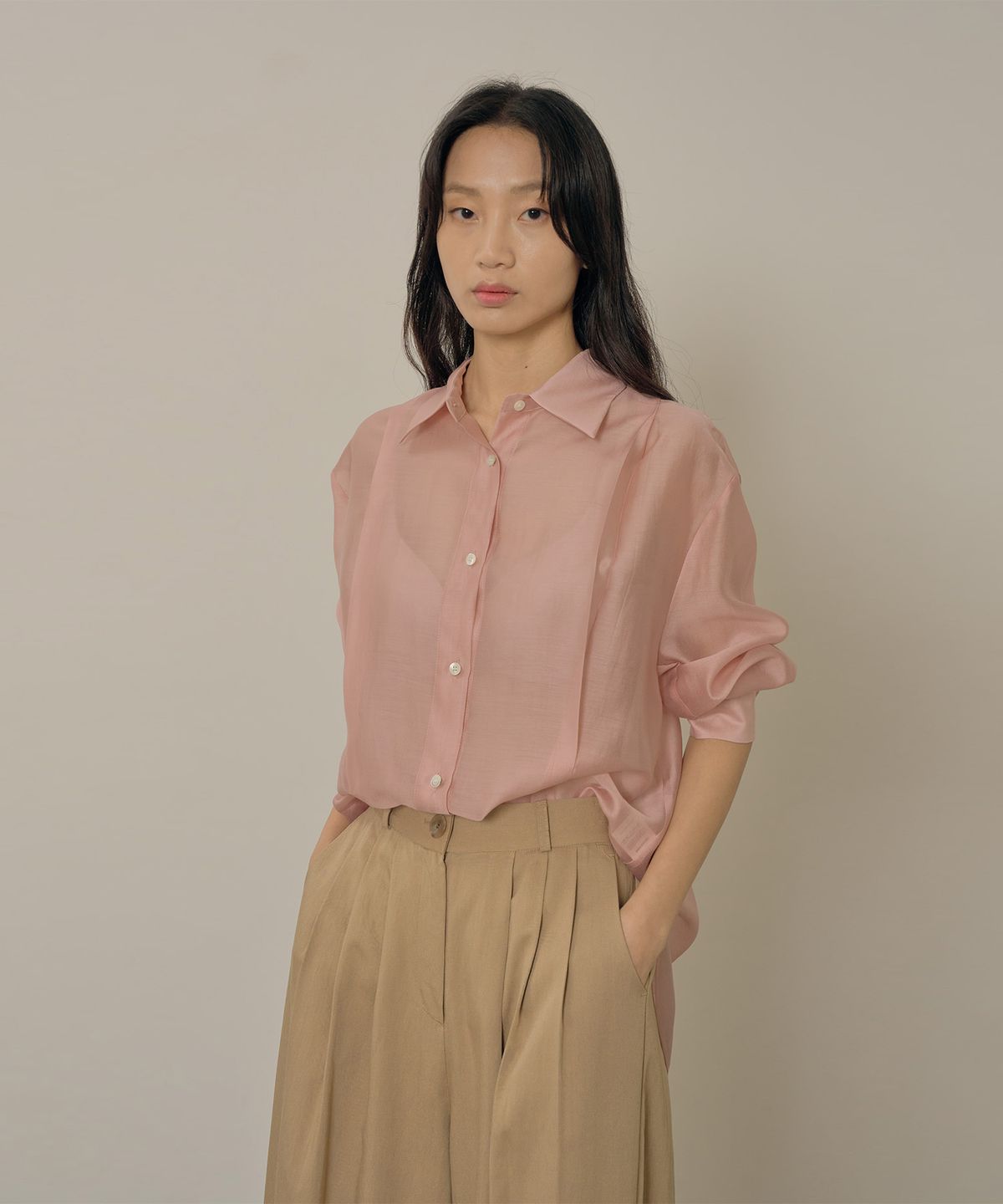 네벨에브리웨어(NEBELEVERYWEAR) Tencel soft shirt_pink