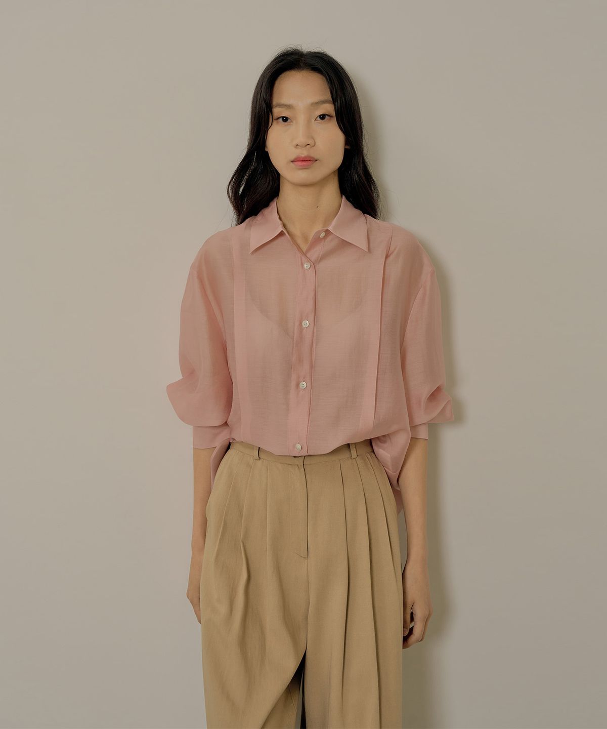 네벨에브리웨어(NEBELEVERYWEAR) Tencel soft shirt_pink