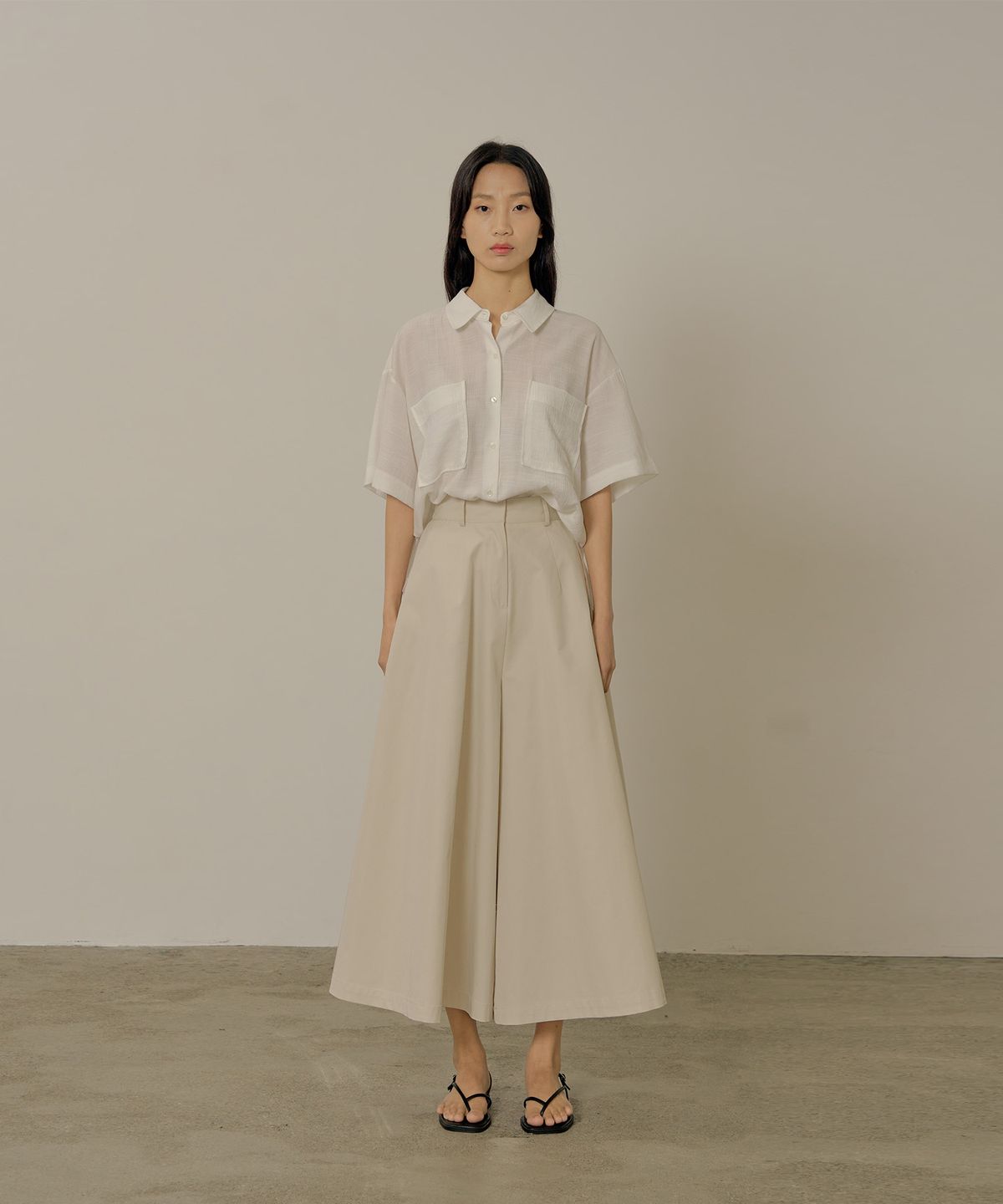 네벨에브리웨어(NEBELEVERYWEAR) Wrinkle poket blouse_white