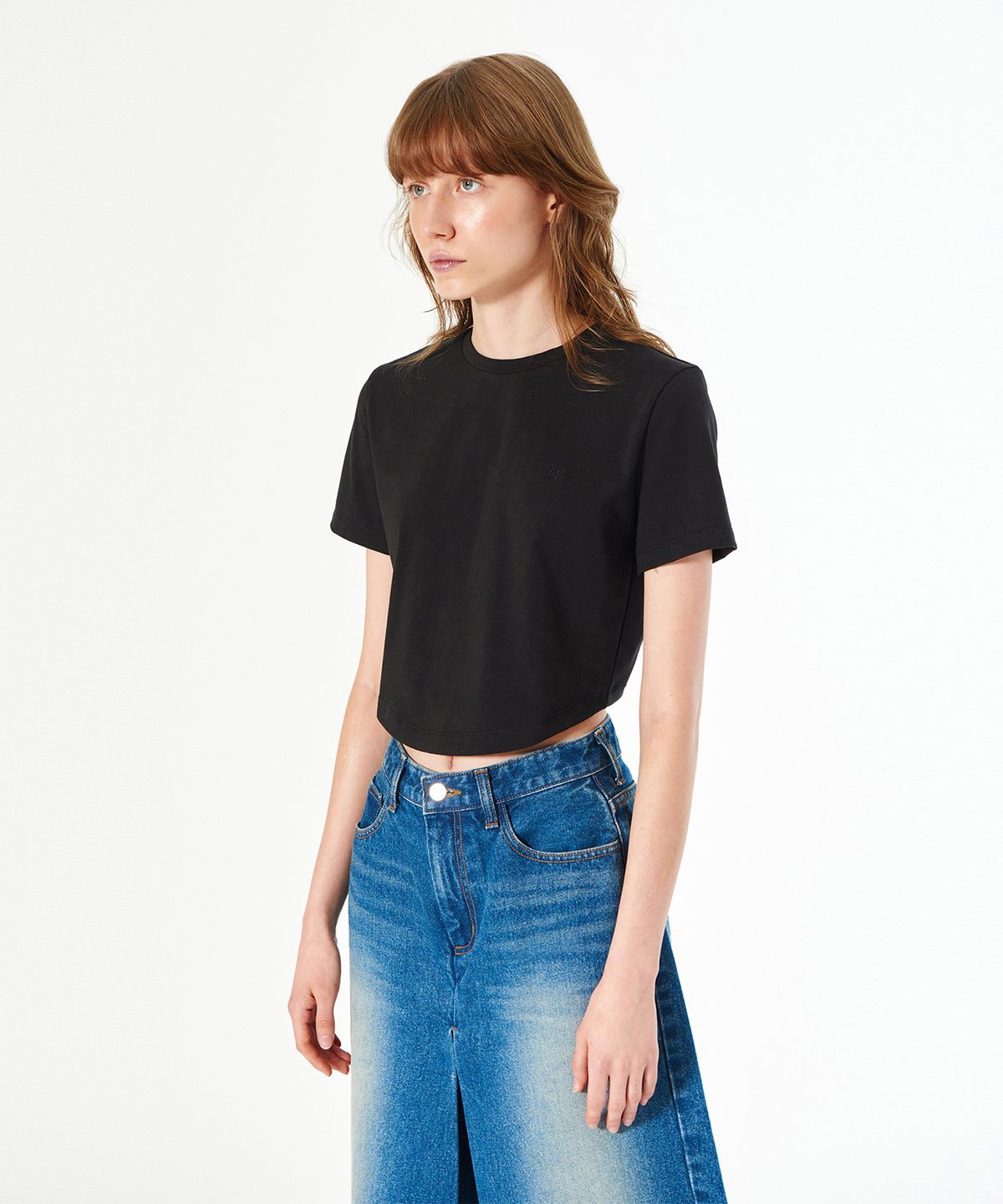 다이애그널(DIAGONAL) RECYCLED ROUND FRONT TEE (black)