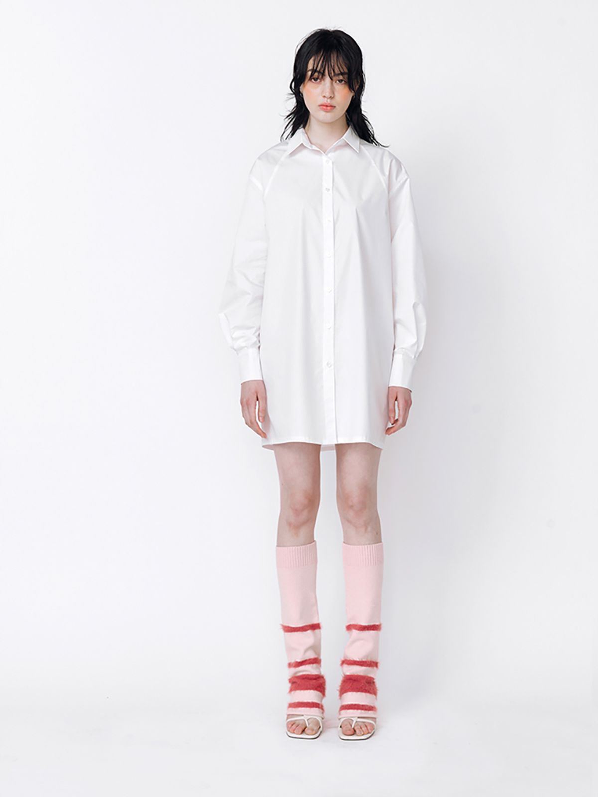 민더리(MEENDERI) MIXED STRIPE LEG WARMER - PINK