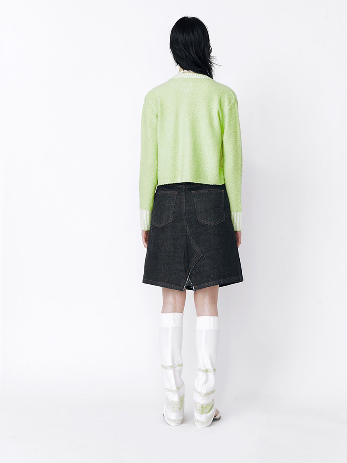 민더리(MEENDERI) MIXED STRIPE LEG WARMER - GREEN