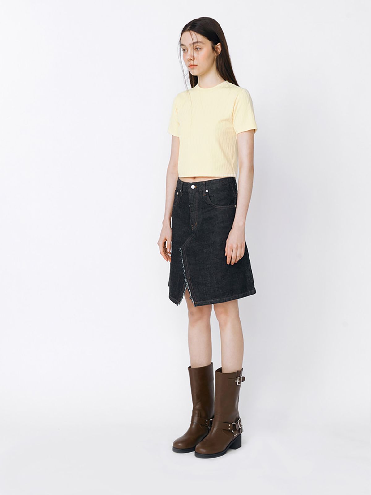 민더리(MEENDERI) BASIC PATTERN T-SHIRT - YELLOW