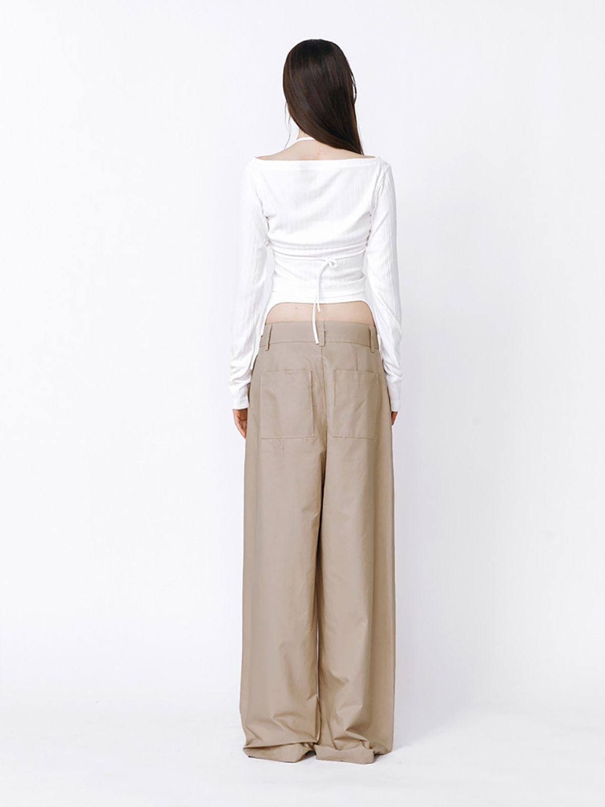 민더리(MEENDERI) BANDING PINTUCK WIDE PANTS - BEIGE