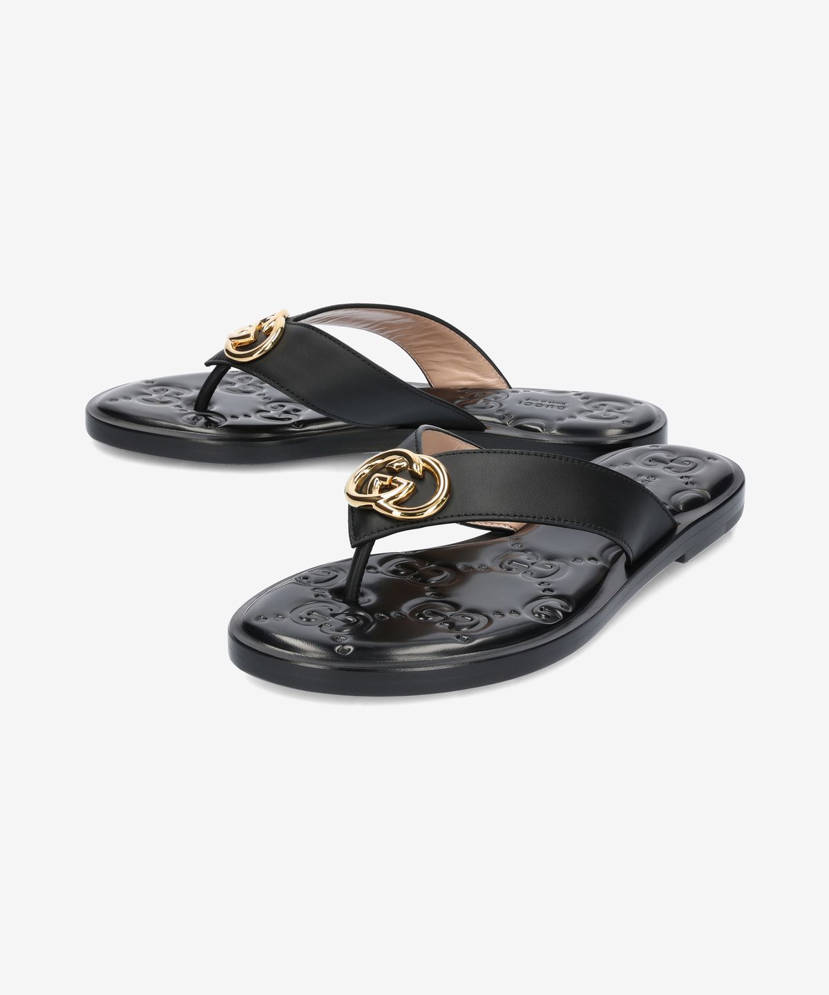 구찌(GUCCI) 인터로킹 G 스트랩 샌들 - 블랙 / 695207A3N001000