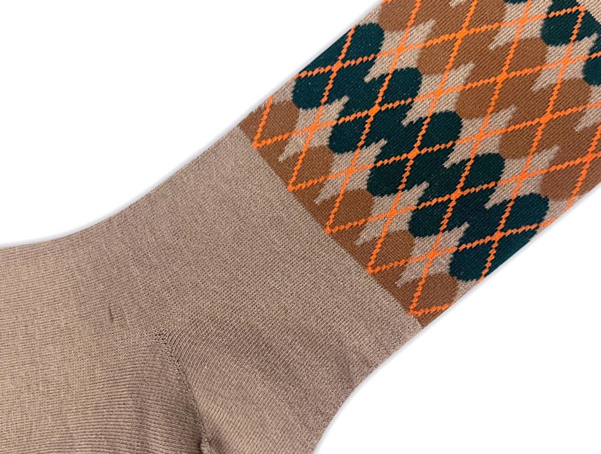 로맨틱타이거(ROMANTIC TIGER) Argyle Block Knee Socks