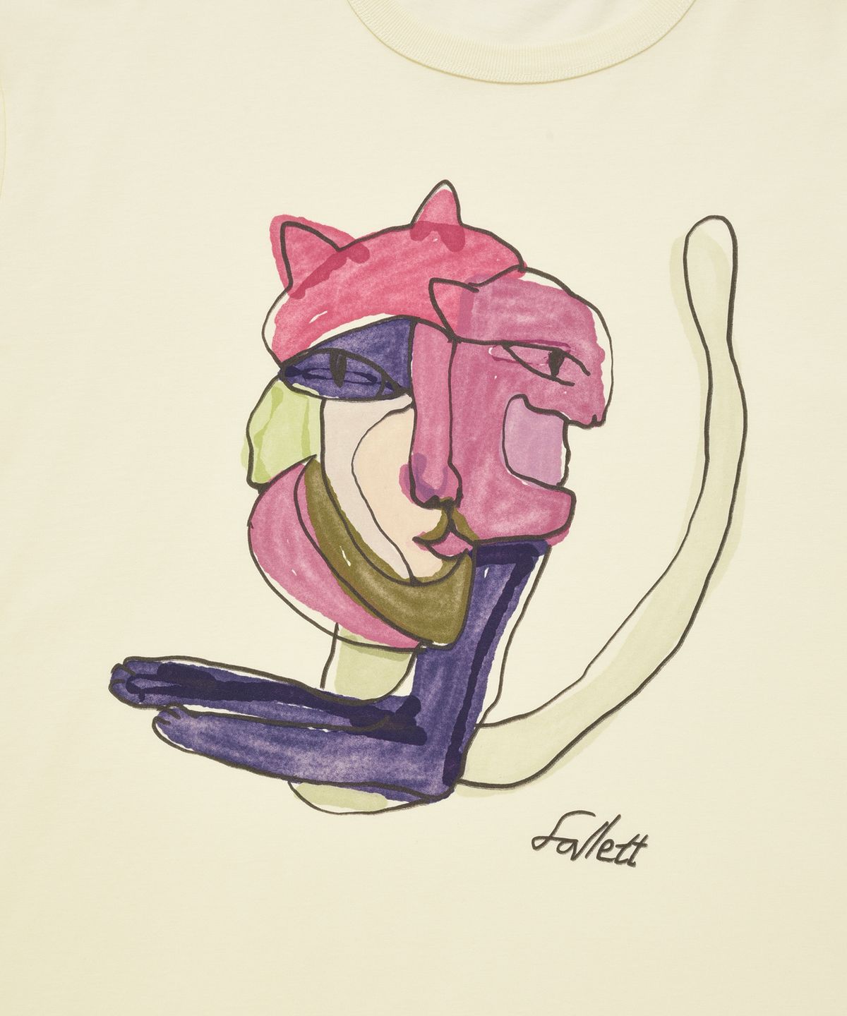 팔렛(FALLETT) 큐비즘 네로 반팔티 아이보리