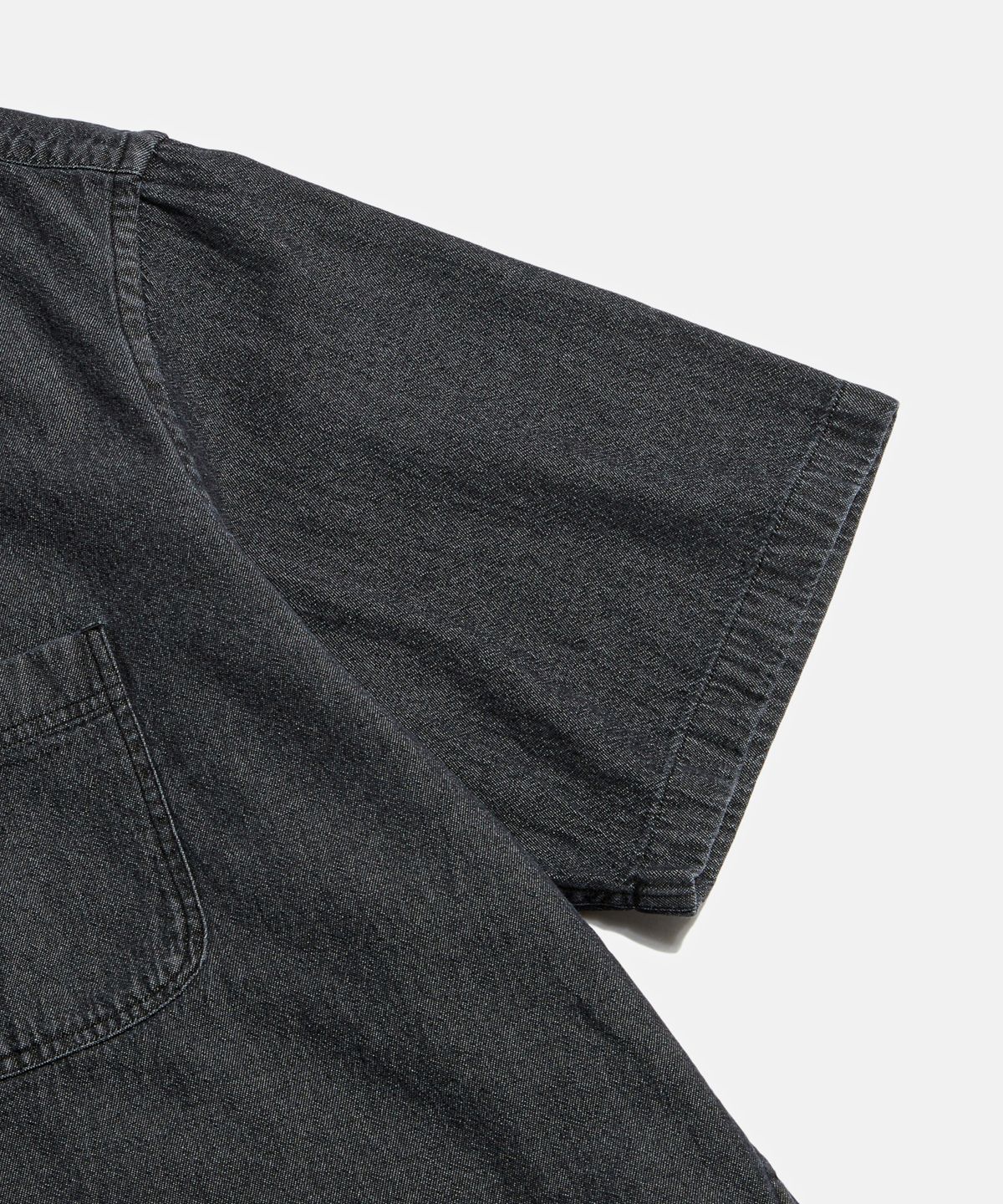 에스피오나지(ESPIONAGE) Crest Denim S/S Over Shirt Light Black